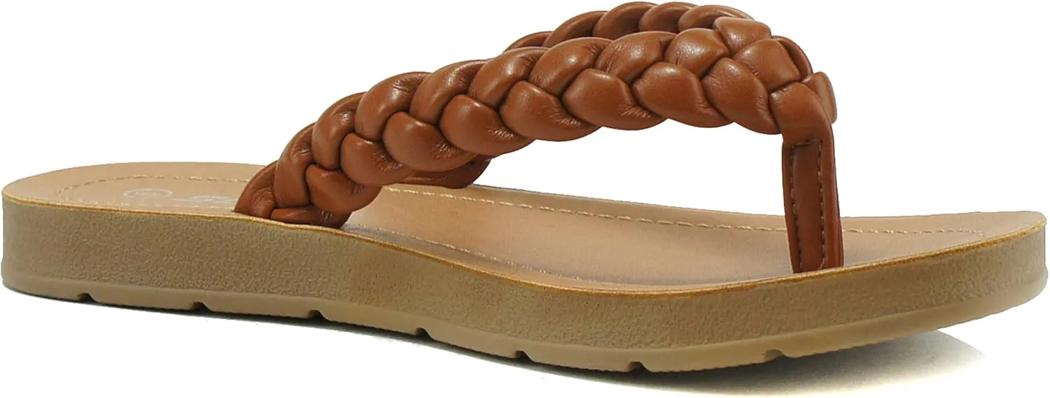 Soda STILL ~ Women Casual Comfort Braided Flip Flops Flat Fashion Thong Sandal
