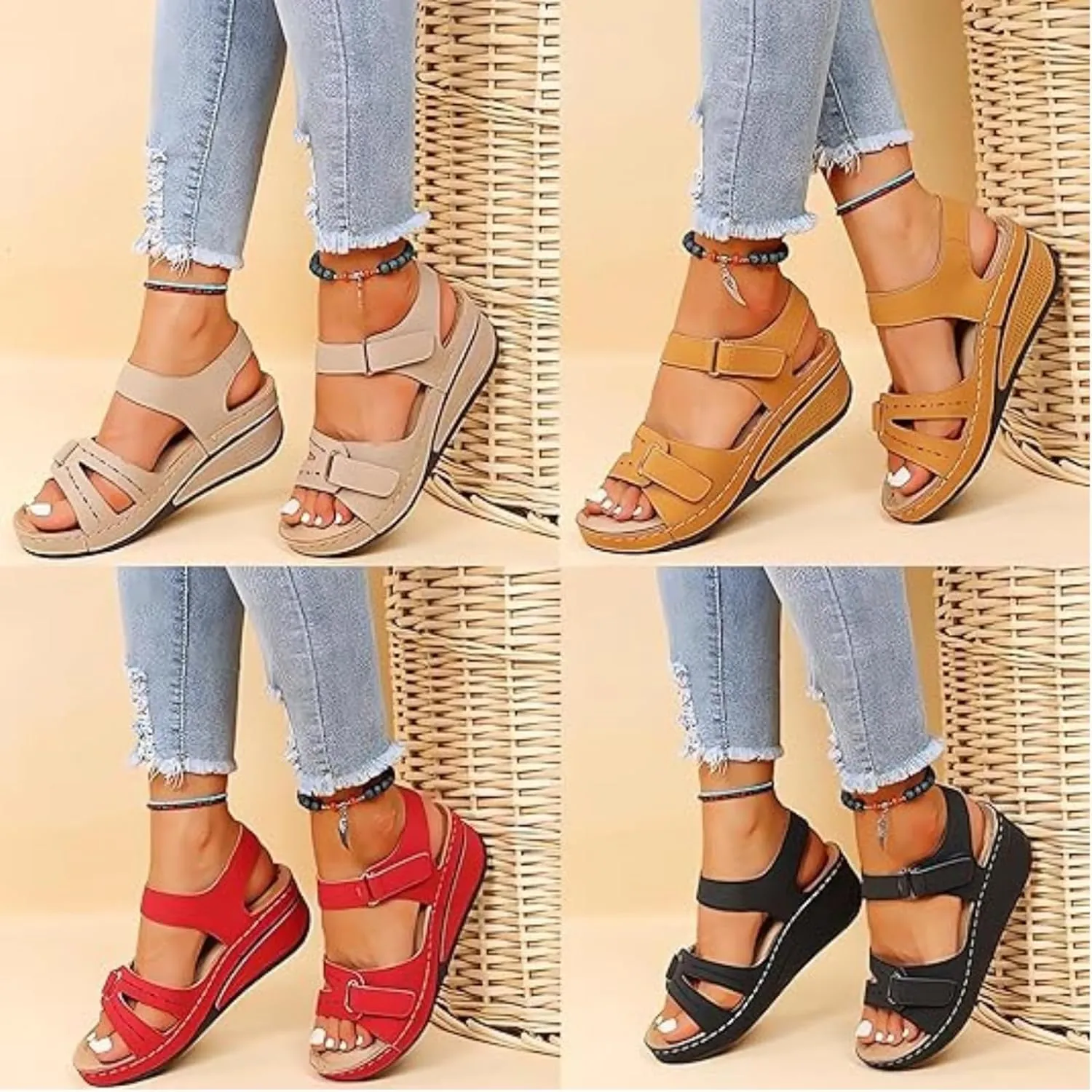 Soft & Stylish Wedge Sandals for Effortless Comfort 2025 Leather Orthopedic Walking Platform Sandals Dressy Summer