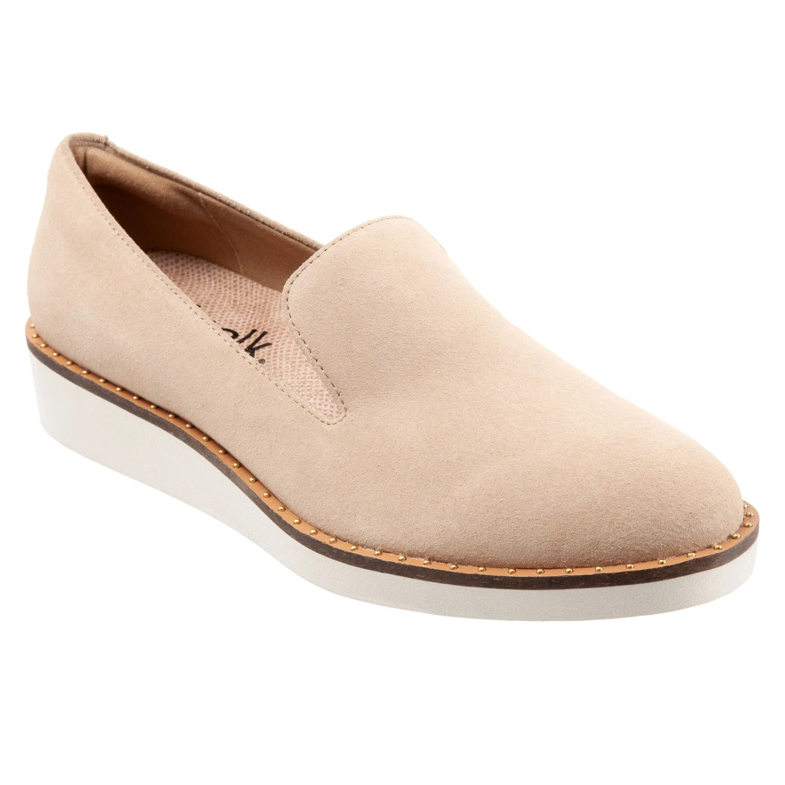 Softwalk Westport S2011-131 Womens Beige Wide Leather Loafer Flats Shoes