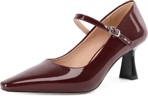 Soireelady Womens Kitten Heel Mary Jane Shoes Low Heel Little Square Toe Pumps Comfort Fashion Dress Shoes 2.5 Inches