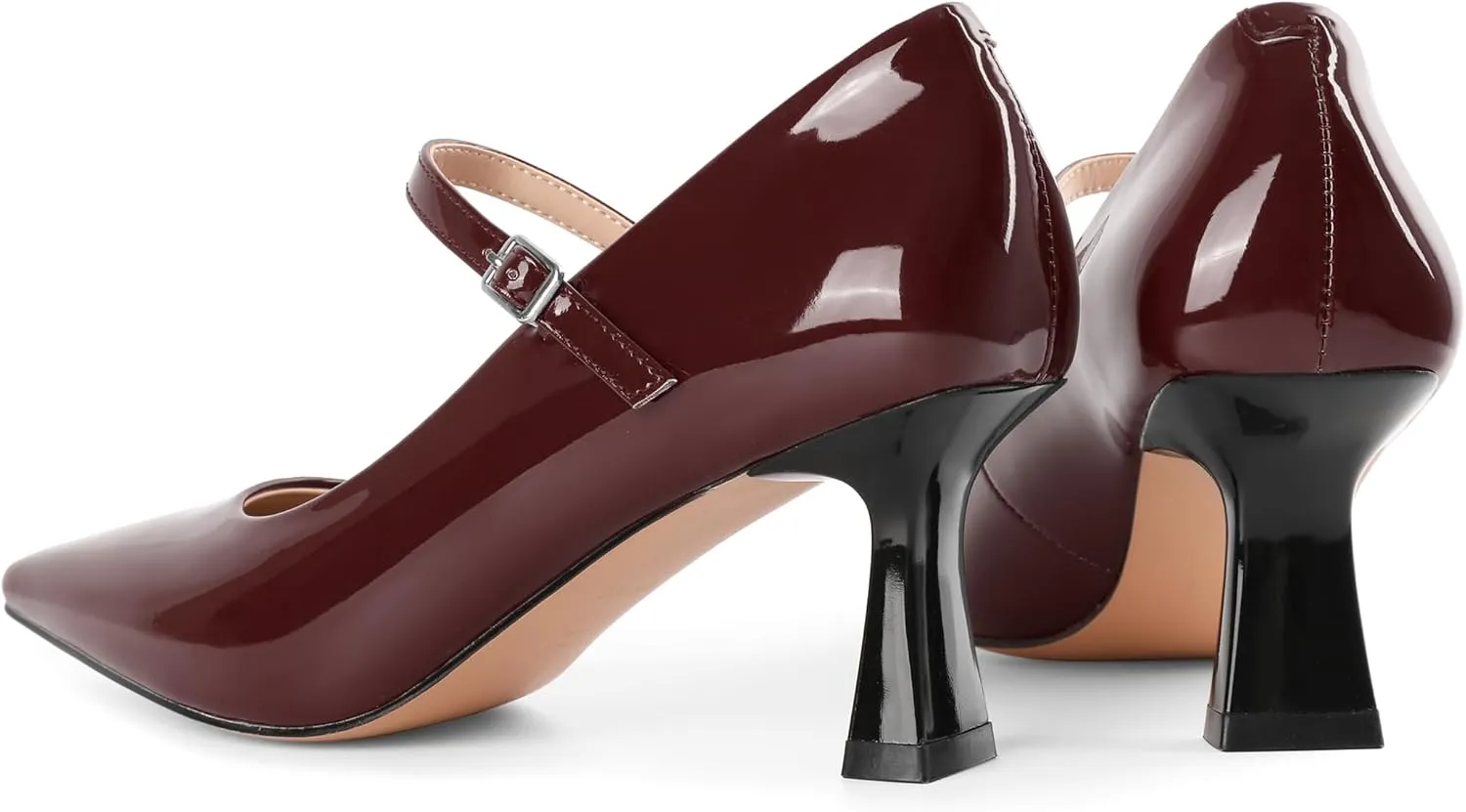 Soireelady Womens Kitten Heel Mary Jane Shoes Low Heel Little Square Toe Pumps Comfort Fashion Dress Shoes 2.5 Inches