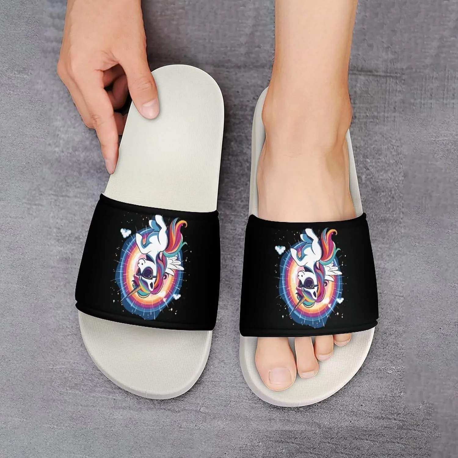 Solar Eclipse and Unicorn Women's House Sandals Non Slide Bathroom Beach Slippers for Men