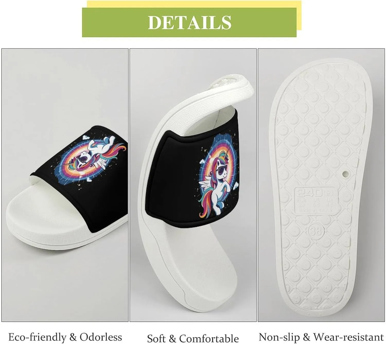 Solar Eclipse and Unicorn Women's House Sandals Non Slide Bathroom Beach Slippers for Men