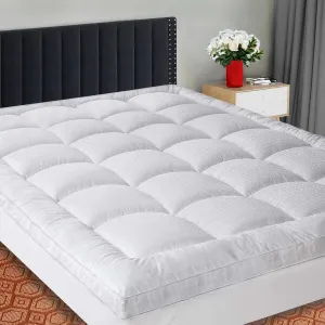SOPAT Extra Thick Mattress Topper Queen 400TC Cotton Pillow Top Breathable Mattress Pad Protector with 8-22" Deep Pocket Soft Down Alternative Fill Mattress Cover (60x80 Inches, White)