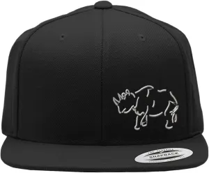 Speedy Pros Snapback Flat Bill Left Side Panel Rhino Outline Embroidery Hats for Men & Women