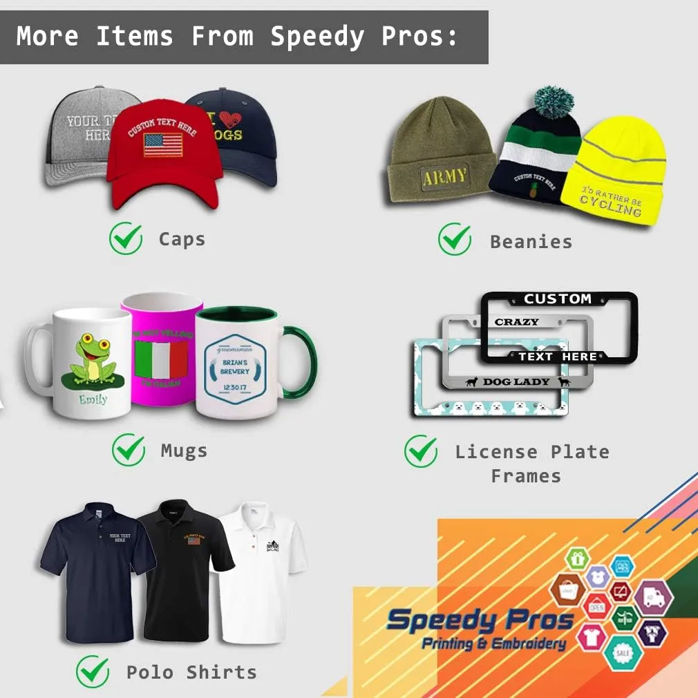 Speedy Pros Snapback Flat Bill Left Side Panel Rhino Outline Embroidery Hats for Men & Women
