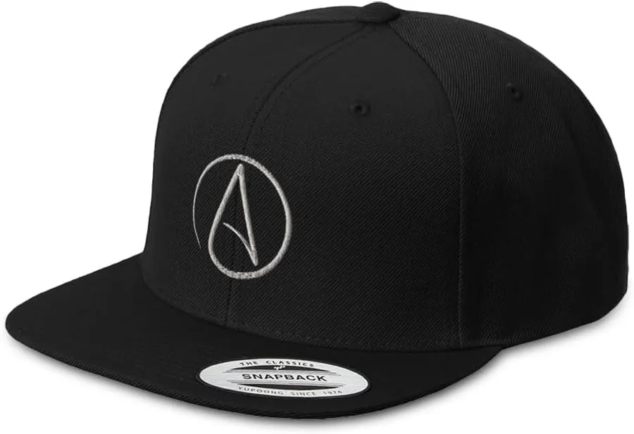 Speedy Pros Snapback Hat for Men Flat Brim Hats Atheism Symbol Silver Embroidered Flat Bill Hat Acrylic