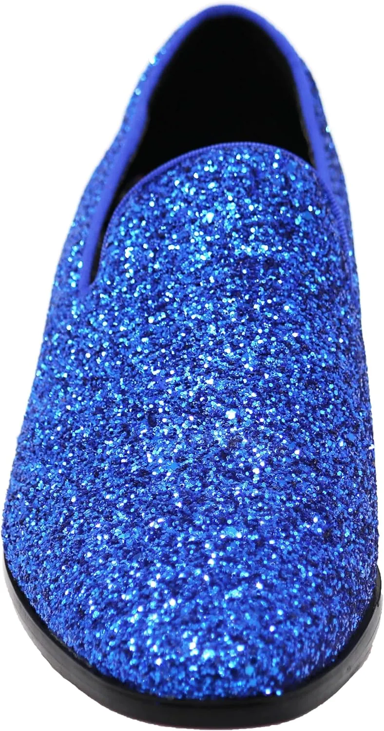 SPK04 Men's Vintage Glitter Dress Loafers Slip On Shoes Classic Tuxedo Dress Shoes