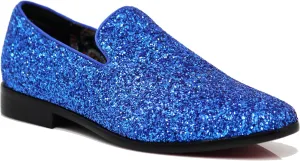 SPK04 Men's Vintage Glitter Dress Loafers Slip On Shoes Classic Tuxedo Dress Shoes