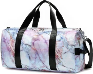 Sport Gym Duffle Travel Bag for Men Women Weekender Overnight Tote with Shoe Compartment, Wet Pocket (S-Marble 5)