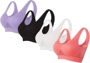 Sports Bras for Women 4 Pack Breathable Air Yoga Bras for Women Seamless Bra for Women Comfortable Gym Workout Bra