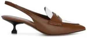 Spot seconds! Spring summer autumn small gold coin leather pointed thin heels after empty sandals female ol commuter shoes