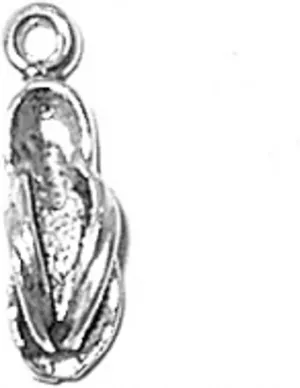 Sterling Silver Womens 1mm Box Chain 3D Flip Flop Sandal Shoe Pendant Necklace