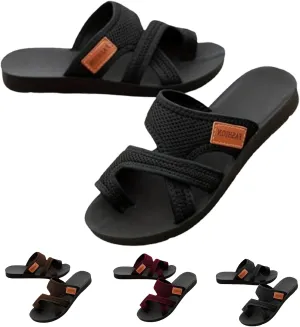 StoneLiquid Breathable Mesh Slide Sandals For Women, 2024women'S Hollow Mesh Slide Sandals With Toe Loop, Comfortable Mesh Flats Slippers