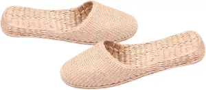 Straw Sandals Men Summer Knitting Slippers Comfortable Lightweight Straw Sliers Breathable Material