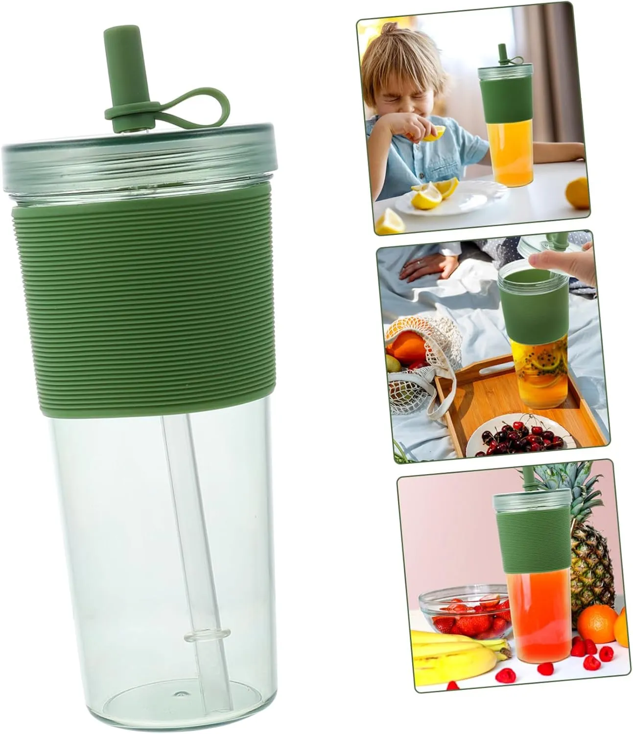 Straw Water Cup Lid Large Capacity Milk Tea Cup Flat Bottom Design for Comfortable to Hold