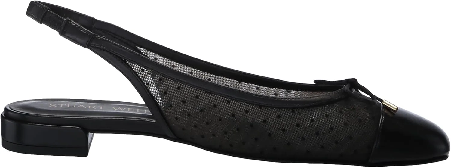 Stuart Weitzman Women's Sleek Bow Slingback Flat Ballet