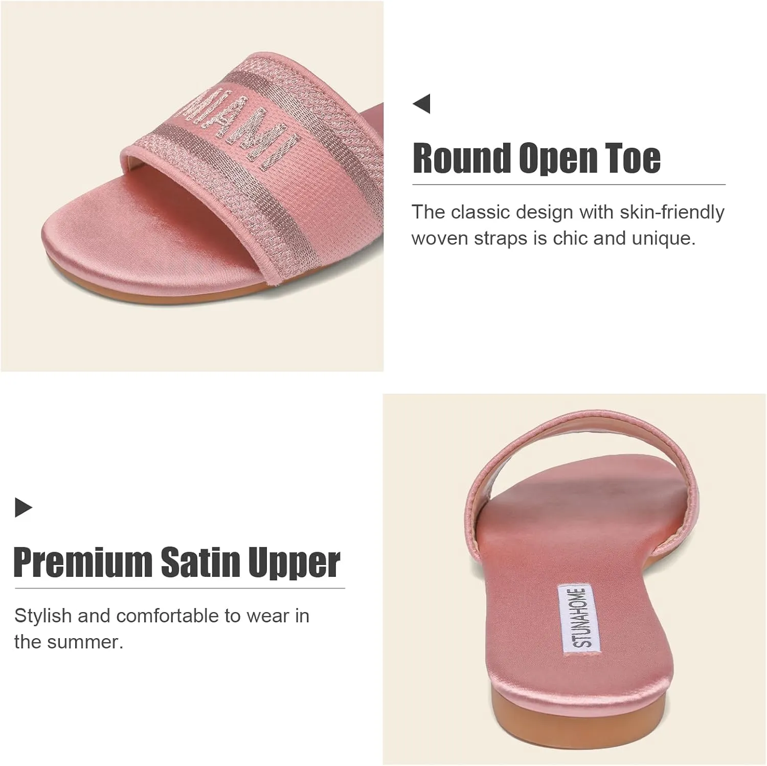 STUNAHOME Summer Flat Sandals for Women Fashion slide Sandals Womens