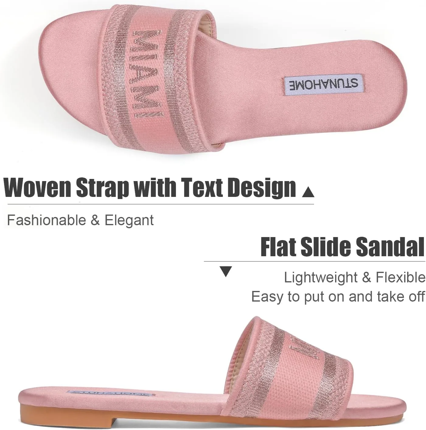 STUNAHOME Summer Flat Sandals for Women Fashion slide Sandals Womens