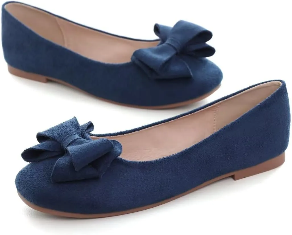 Stunner Women's Casual Flats Square Toe Bowknot Ballet Flats Comfortable Slip On Wedding Dress Shoes