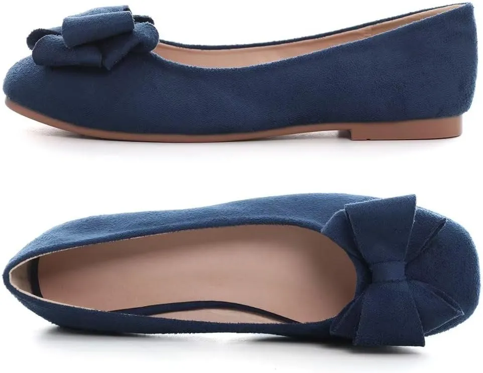 Stunner Women's Casual Flats Square Toe Bowknot Ballet Flats Comfortable Slip On Wedding Dress Shoes