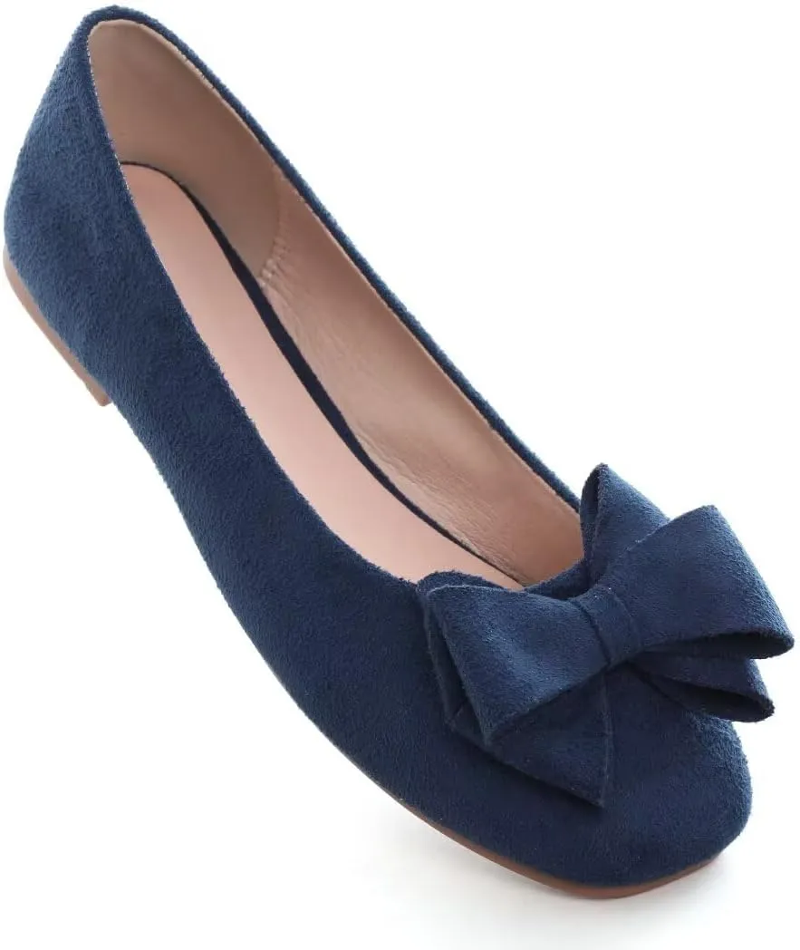 Stunner Women's Casual Flats Square Toe Bowknot Ballet Flats Comfortable Slip On Wedding Dress Shoes