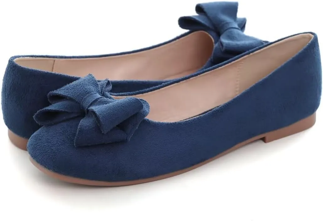 Stunner Women's Casual Flats Square Toe Bowknot Ballet Flats Comfortable Slip On Wedding Dress Shoes