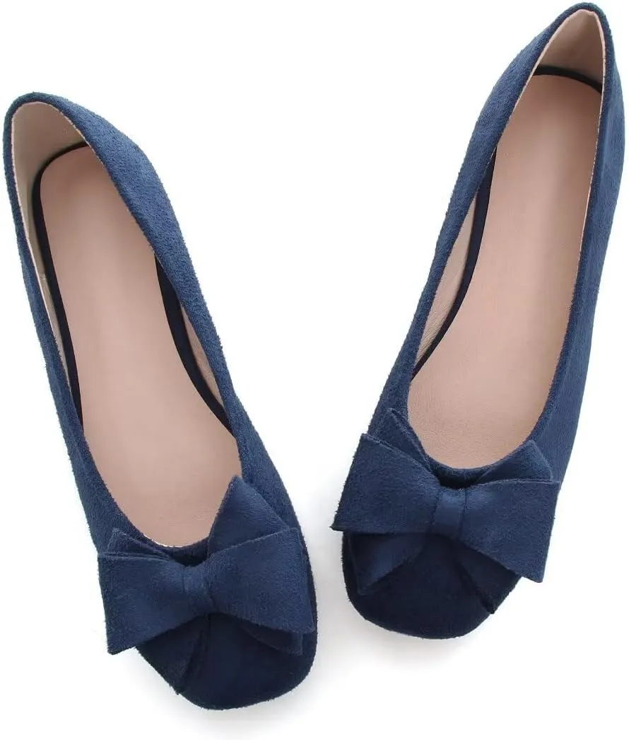 Stunner Women's Casual Flats Square Toe Bowknot Ballet Flats Comfortable Slip On Wedding Dress Shoes