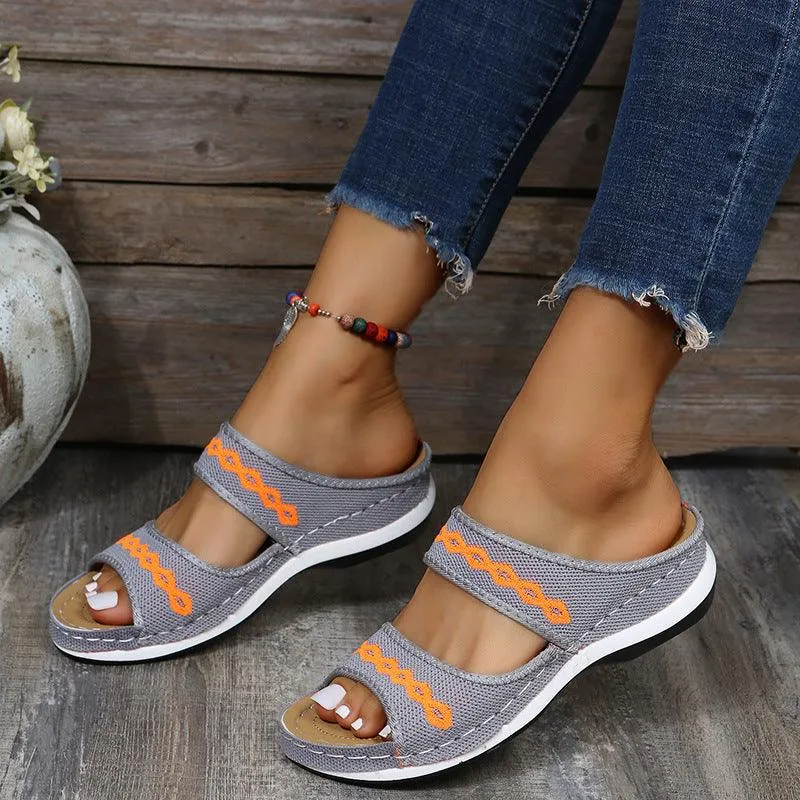 Stylish Wedge Cutout Comfortable Flat Slippers
