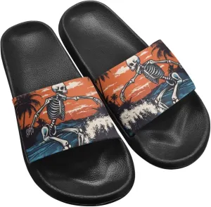 Summer Trends Slide Sandals for Women Comfortable Bathroom Shower Non Slip Sandal House Flat Sole Slippers Black Size 5-12.5