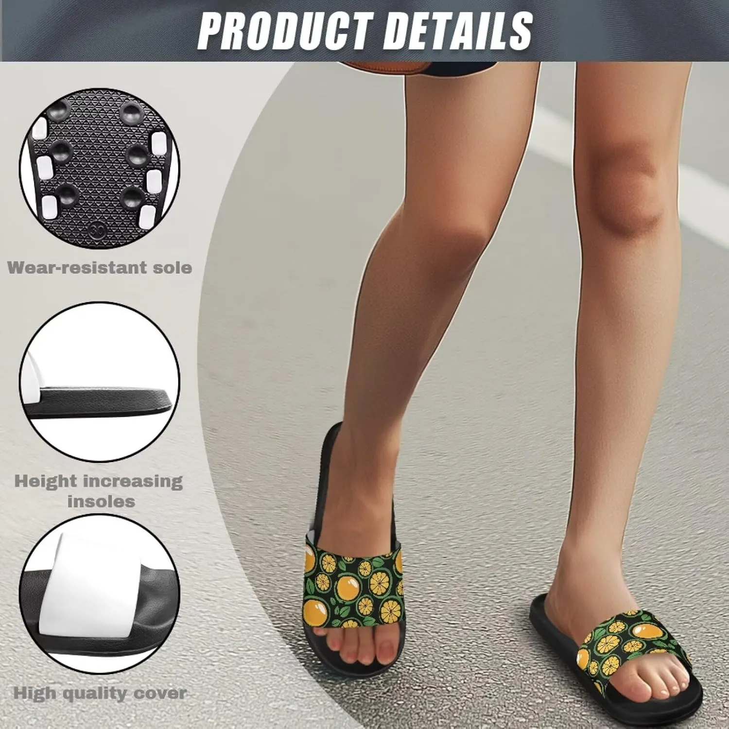 Summer Trends Slide Sandals for Women Comfortable Bathroom Shower Non Slip Sandal House Flat Sole Slippers Black Size 5-12.5