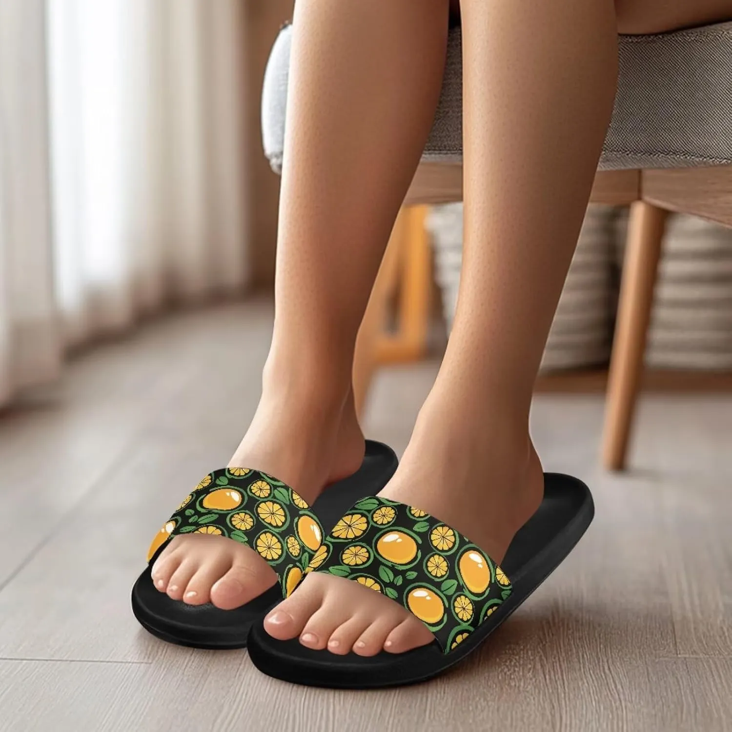 Summer Trends Slide Sandals for Women Comfortable Bathroom Shower Non Slip Sandal House Flat Sole Slippers Black Size 5-12.5