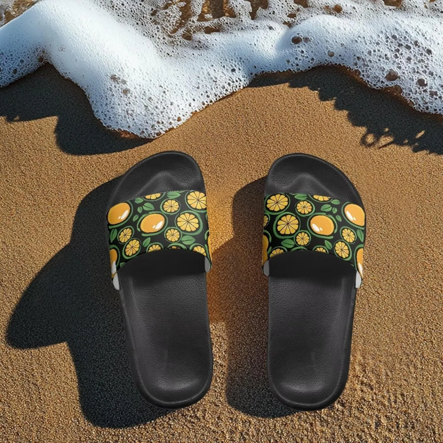 Summer Trends Slide Sandals for Women Comfortable Bathroom Shower Non Slip Sandal House Flat Sole Slippers Black Size 5-12.5