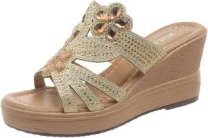 Summer Wedge Sandals for Women Dressy Casual High Heel Slides Comfort Platform Slide Sandal Beach Shoes Mules
