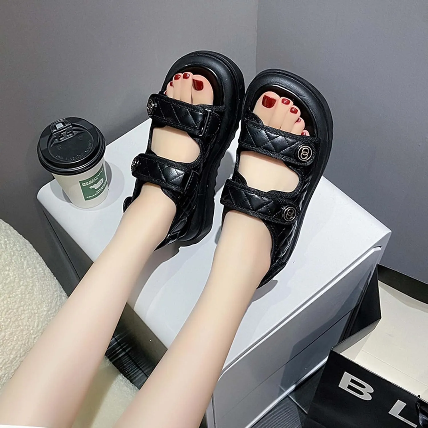 Summer women's sandals fashionable minimalist trendy casual lightweight breathable comfortable soft anti slip wear-resistant One line buckle