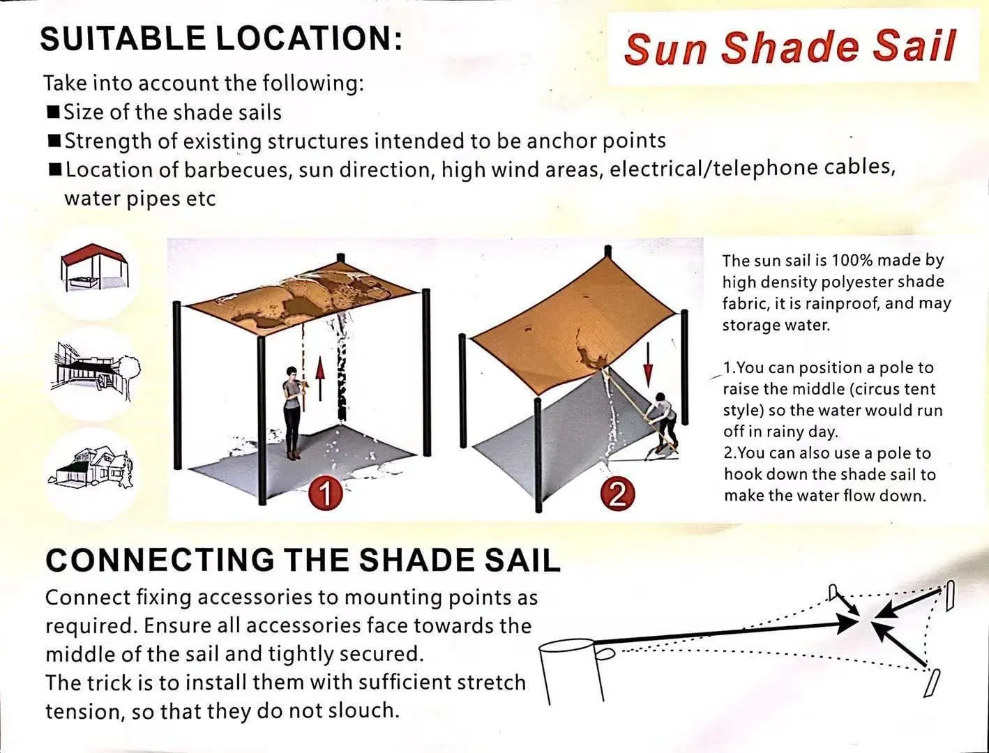 Sun Shade Rain Protection Sail UV Protection Blindfold UV Protection Energy Saving Western Style Tarp Stylish Outdoor Sunshade Summer Garden (Khaki, 118"×157"(3×4M))