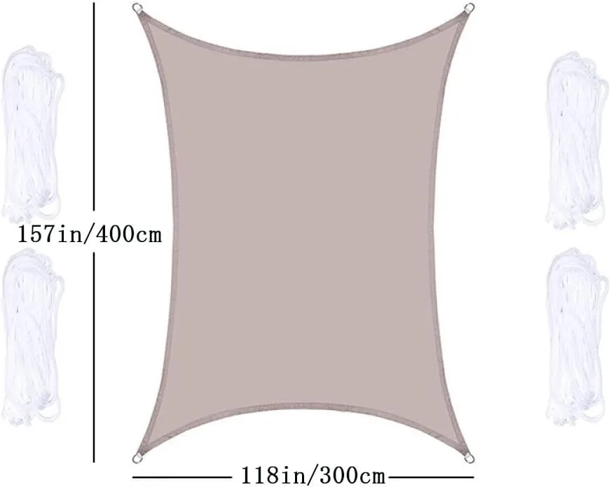 Sun Shade Rain Protection Sail UV Protection Blindfold UV Protection Energy Saving Western Style Tarp Stylish Outdoor Sunshade Summer Garden (Khaki, 118"×157"(3×4M))