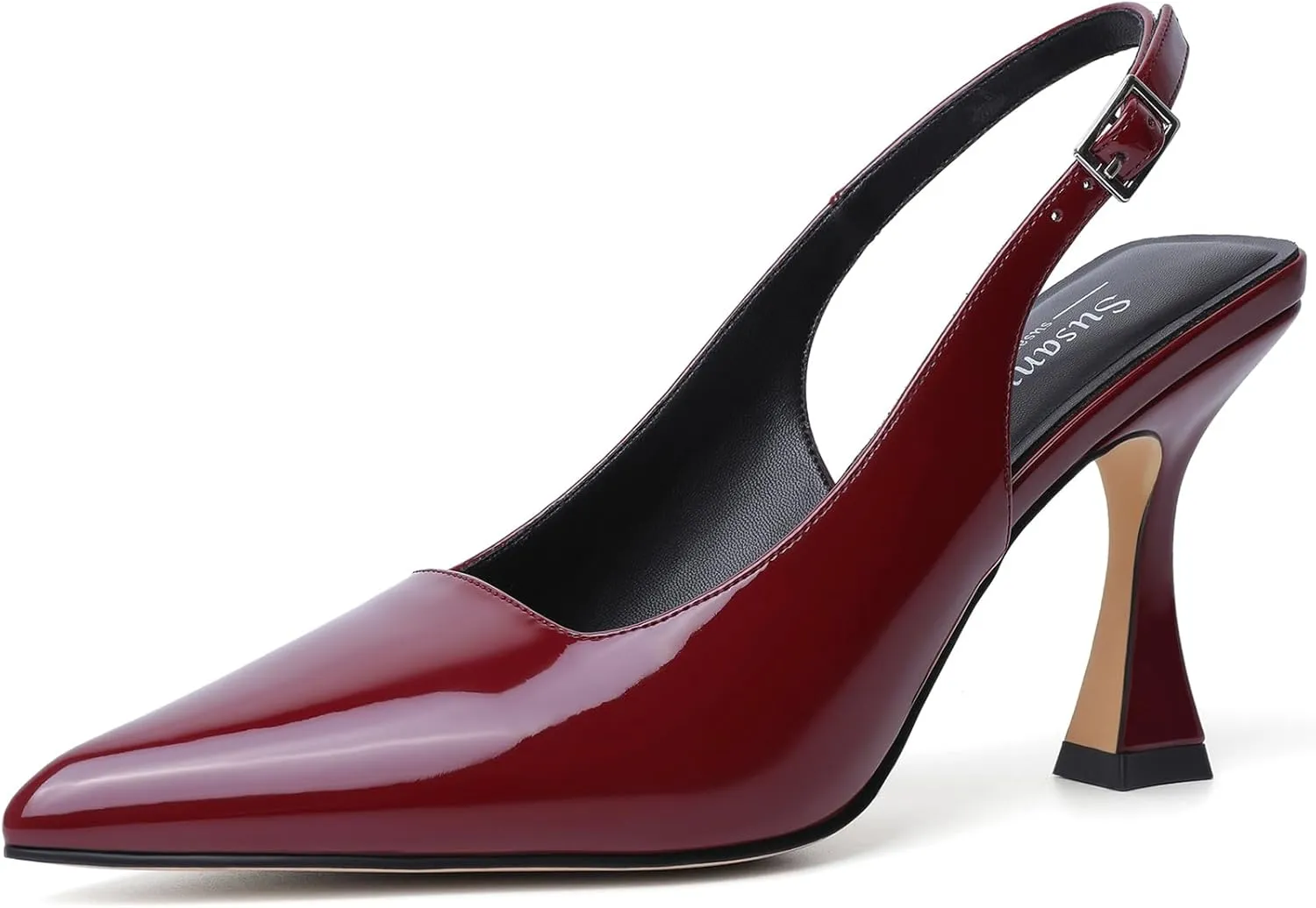 Susanny Slingback Kitten Heels Elegant Dressy Pumps for Women Closed Pointy Toe Sexy Chunky High Heels Wedding Bride Prom Party Dress Shoes