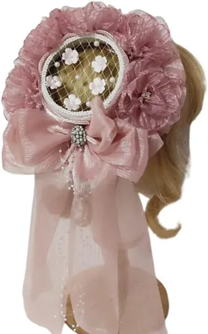 Sweet Girls Flat Transparent Pleated Tulle Mesh Hat Hair Accessories Lady Exquisite Hair