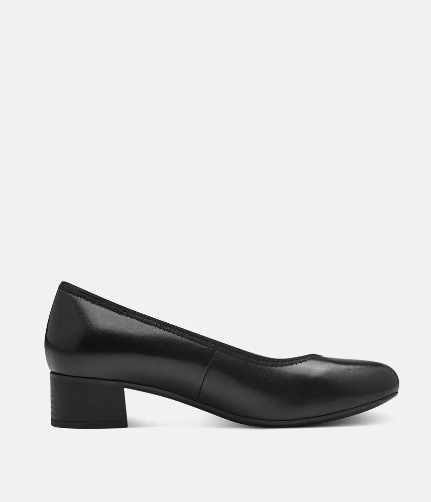 Tamaris Versatile Black Leather Wide Fit Court Shoes