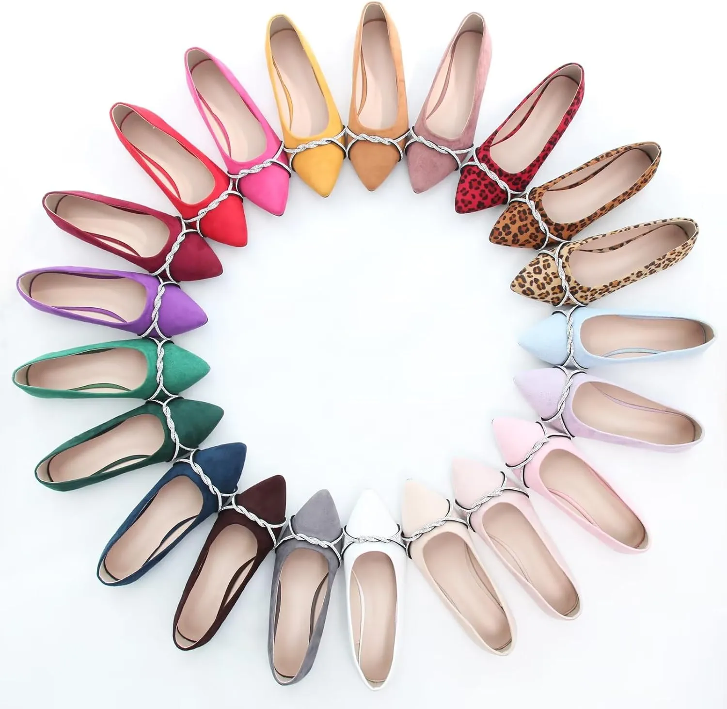 TANGNEST Women Fashion Pointed Toe Rhinestone Dress Shoes Comfortable Flat Ballet Shoes