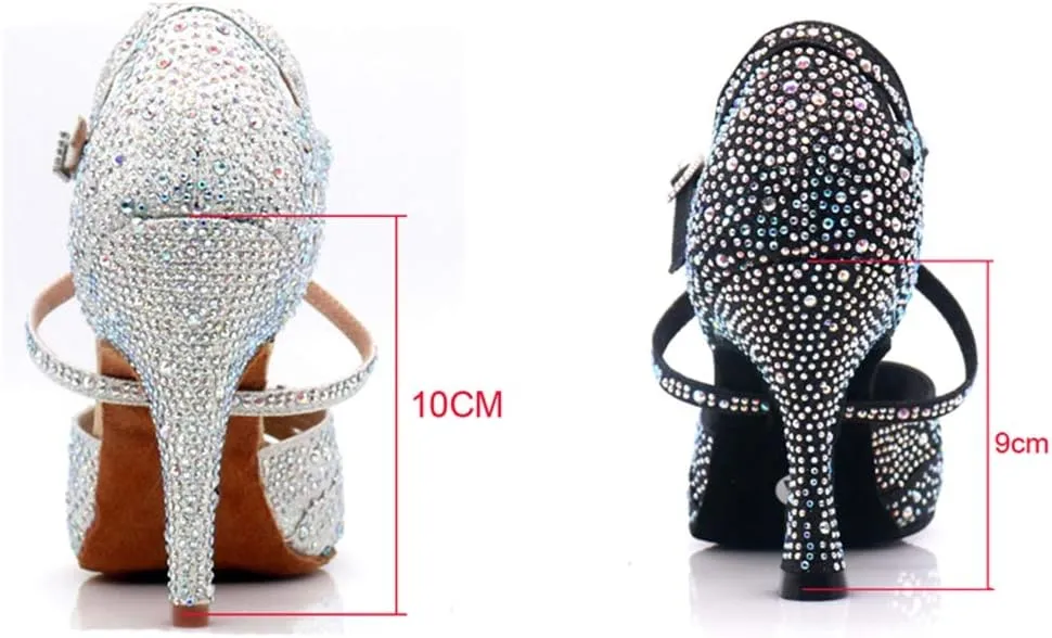 TDA Women's Peep Toe Cross Strap Glitter Synthetic Rhinestones Salsa Tango Social Latin Modern Wedding Dance Shoes