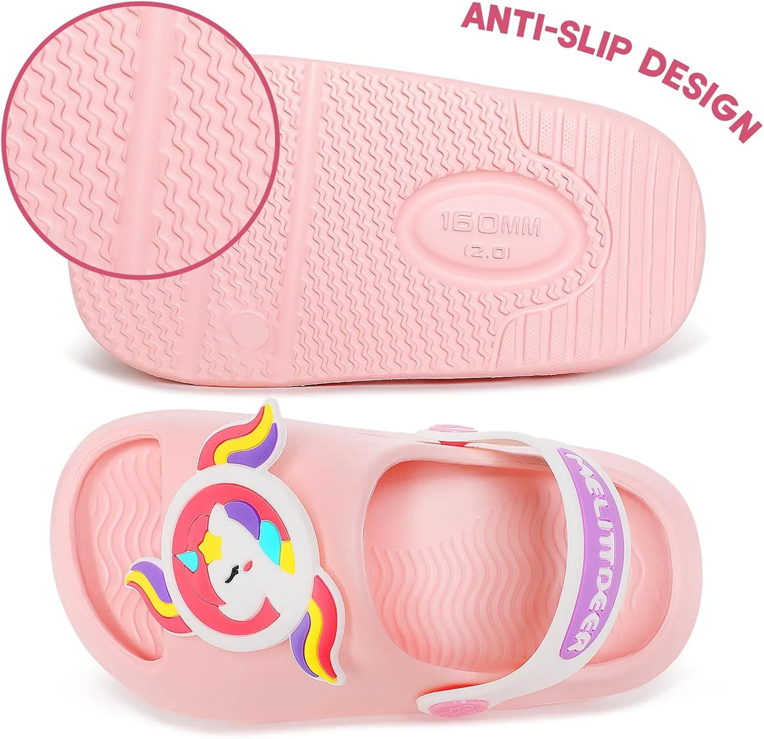 techcity Toddler Little Kids Slide Sandals Cute Summer Shower Beach Pool Slippers Thick Sole Slip On Sandals Water Shoes with Backstrap Boys Girls Clogs