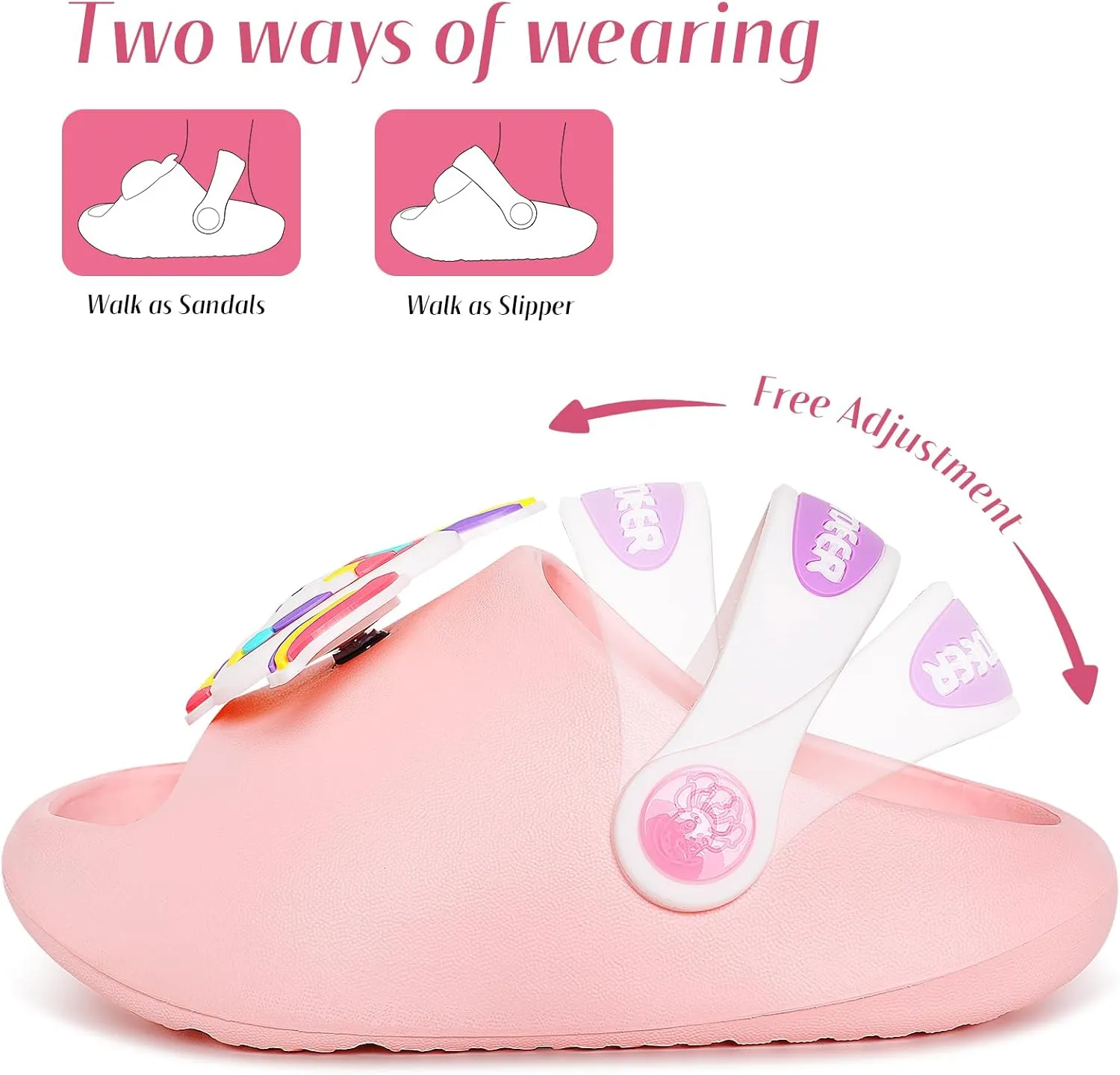 techcity Toddler Little Kids Slide Sandals Cute Summer Shower Beach Pool Slippers Thick Sole Slip On Sandals Water Shoes with Backstrap Boys Girls Clogs