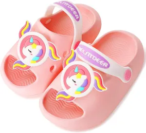 techcity Toddler Little Kids Slide Sandals Cute Summer Shower Beach Pool Slippers Thick Sole Slip On Sandals Water Shoes with Backstrap Boys Girls Clogs