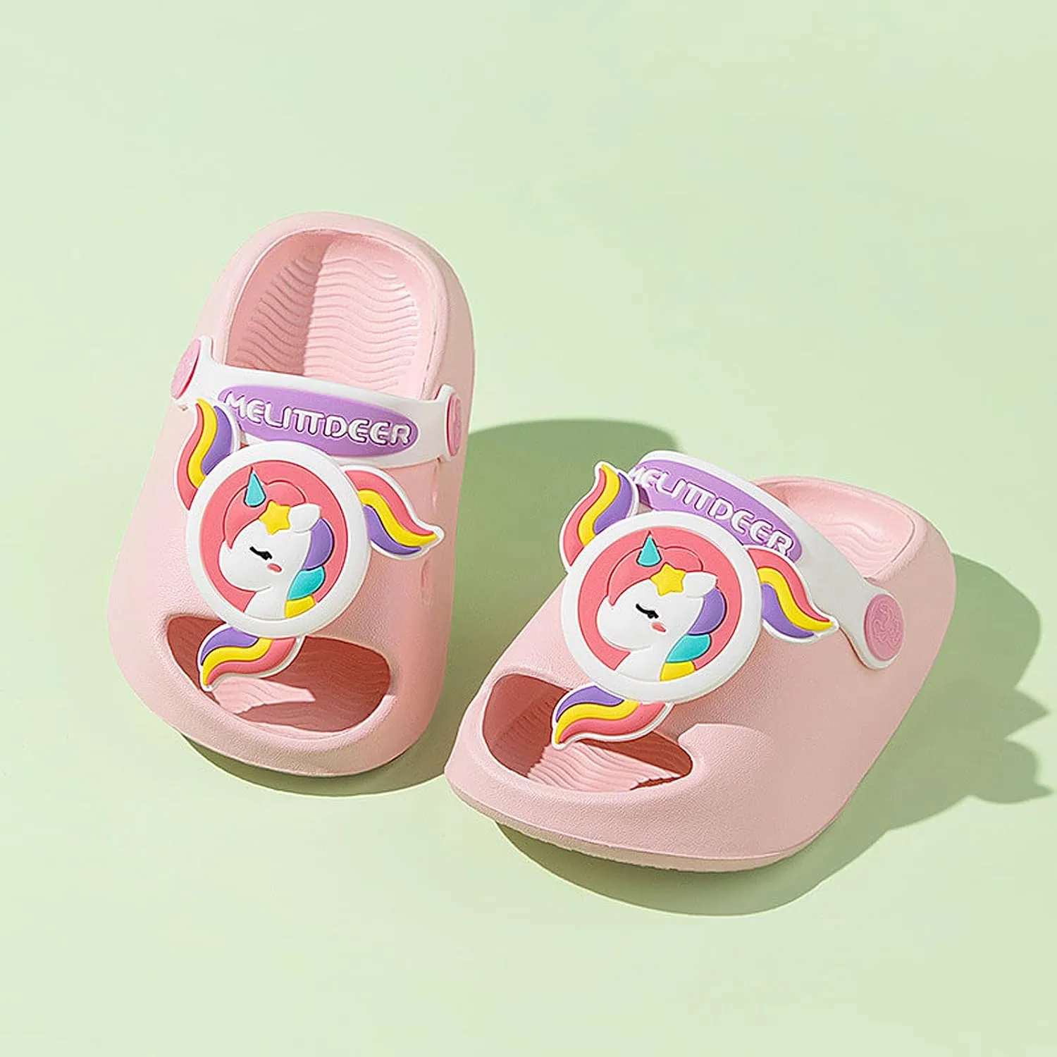 techcity Toddler Little Kids Slide Sandals Cute Summer Shower Beach Pool Slippers Thick Sole Slip On Sandals Water Shoes with Backstrap Boys Girls Clogs