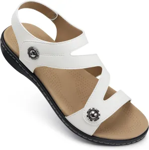 TEMOFON Womens Sandals Dressy Summer: Open Toe Comfortable Walking Flat - Arch Support Flat Sandals Size 5-11