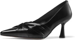 TinaCus Genuien Leather Handmade Knot Stiletto Mid Heels Women's Pointed Toe Elegant Pumps Shoes