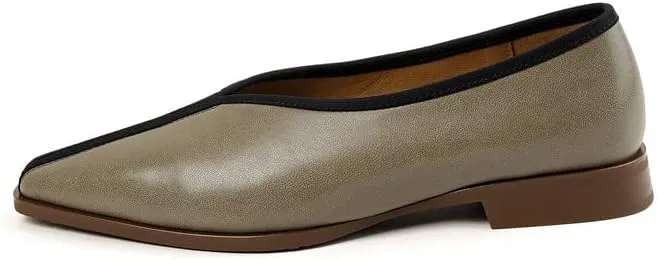 TinaCus Handmade Pointed Toe Genuine Leather Comfortable Slip On Women's Flat Shoes