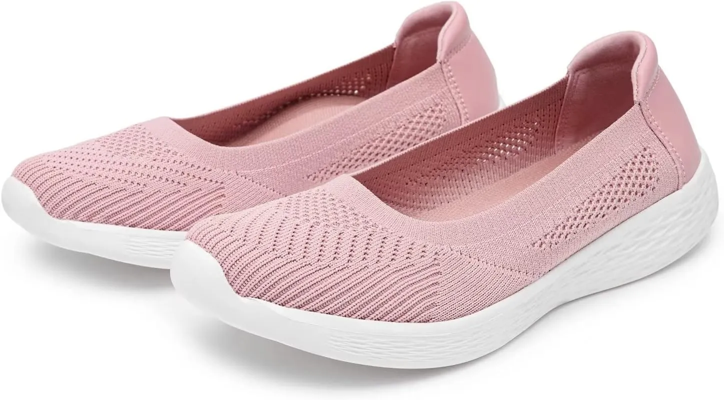 TIOSEBON Women's Comfortable Loafer Flat Foam Mesh Slip-On Walking Shoes